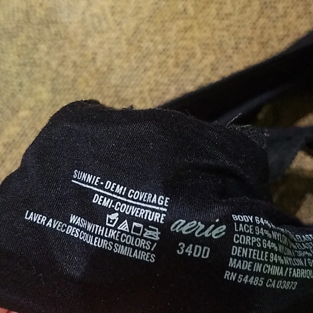 aerie Black Lace-Back T-Shirt Bra